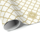 Stijlvol gouden vierbladpatroon chic monogram naam cadeaupapier (Rol Hoek)
