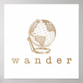 Stijlvol gouden Wereldbol-lade voor reisovers Poster (Voorkant)