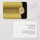 Stijlvol / goudglitter / monogram visitekaartje (Voorkant / Achterkant)