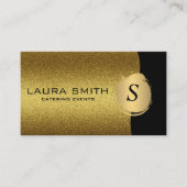 Stijlvol / goudglitter / monogram visitekaartje (Voorkant)