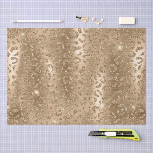 Stijlvol goudglitter Wild Leopard Spots Patroon Tissuepapier (Craft)