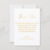 stijlvol goudhandgeschreven trouwdag foto bedankkaart (Achterkant)