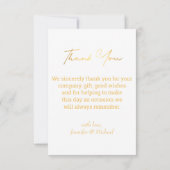 stijlvol goudhandgeschreven trouwdag foto bedankkaart (Achterkant)