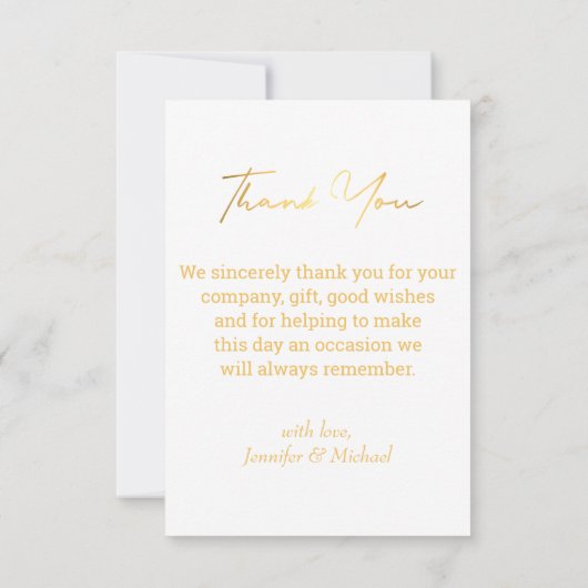 stijlvol goudhandgeschreven trouwdag foto bedankkaart (Achterkant)