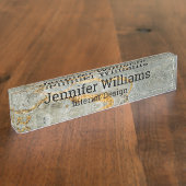 stijlvol goudkleurig marmer klassiek schrift naambordje (Zijkant)