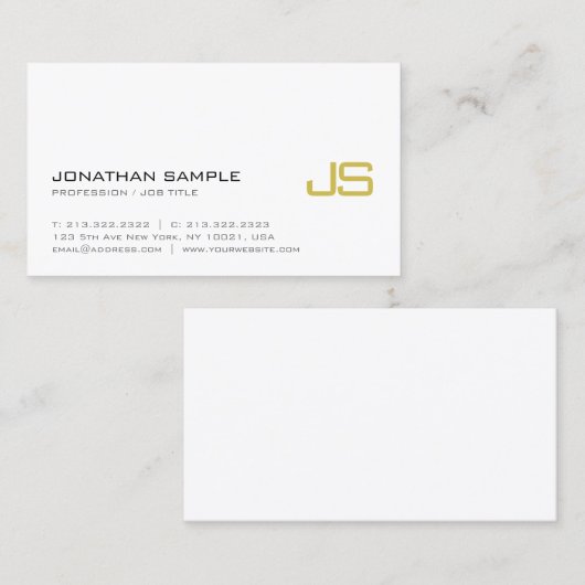 Stijlvol goudmonogram in Modern Luxury Trendy Visitekaartje (Voorkant / Achterkant)