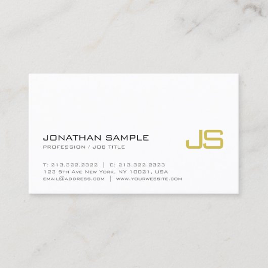 Stijlvol goudmonogram in Modern Luxury Trendy Visitekaartje (Voorkant)