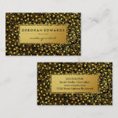 Stijlvol goudpatroon metallisch goudlabel visitekaartje (Voorkant / Achterkant)