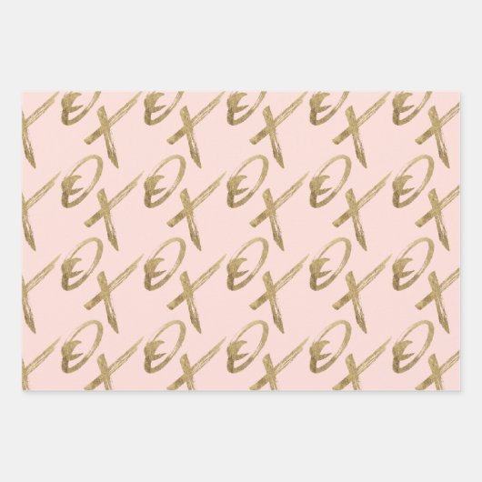 Stijlvol goudpenseel X O X Valentijnsdag Patroon Inpakpapier Vel (Voorkant 2)