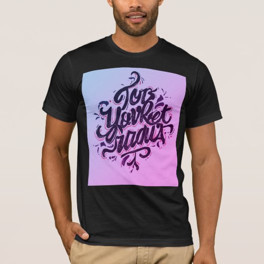 Stijlvol Gradient Typography T-shirt voor Heren (Voorkant)