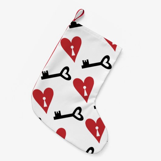 Stijlvol grafisch naadloos patroon met harten en k kleine kerstsok (Voorkant (Hangend))