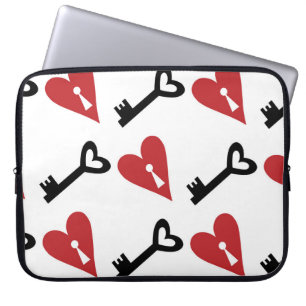 Stijlvol grafisch naadloos patroon met harten en k laptop sleeve