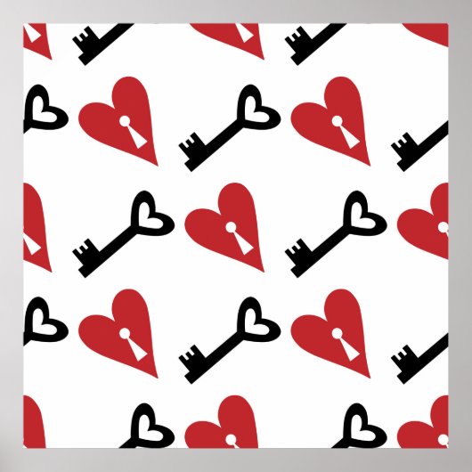 Stijlvol grafisch naadloos patroon met harten en k poster (Voorkant)