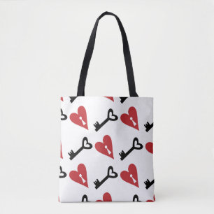 Stijlvol grafisch naadloos patroon met harten en k tote bag