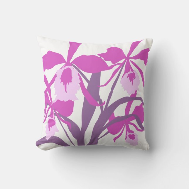 Stijlvol grafisch paars aqua orchid art pillow kussen (Voorkant)