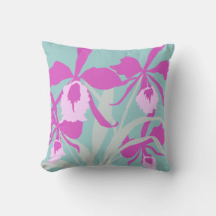 Stijlvol grafisch paars aqua orchid art pillow kussen