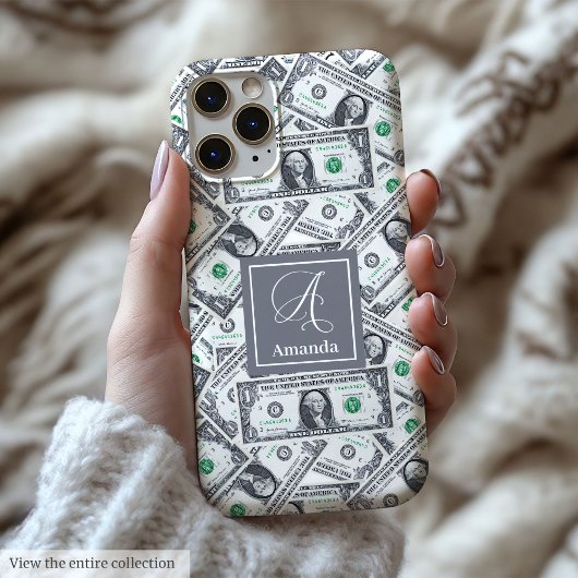 Stijlvol grappig cadeau voor cash fans met monogra Case-Mate iPhone case