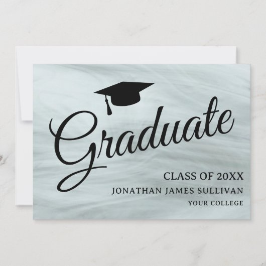 Stijlvol grijs Afstuderen aankondiging (Voorkant)