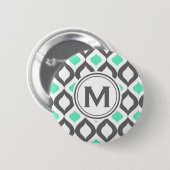Stijlvol grijs en Mint Ogee Patroon Ronde Button 5,7 Cm (Voorkant /achterkant)