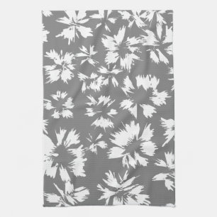 Stijlvol grijs en wit Floral patroon. Theedoek
