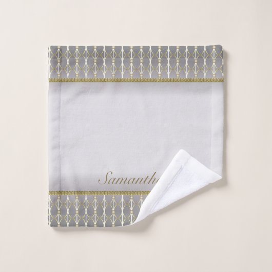 Stijlvol grijs en wit goud geometrisch patroon bad handdoek (Wasdoekje)