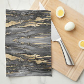 Stijlvol Grijs Goud Abstract Marmer Theedoek (Quarter Fold)
