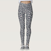 Stijlvol grijs luipaardprintpatroon leggings (Voorkant)