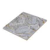 Stijlvol grijs marmer met gouden geaderde keramisc tegeltje (Zijkant)