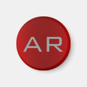 Stijlvol grijs monogram magneet (Voorkant)