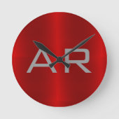 Stijlvol grijs monogram ronde klok (Voorkant)