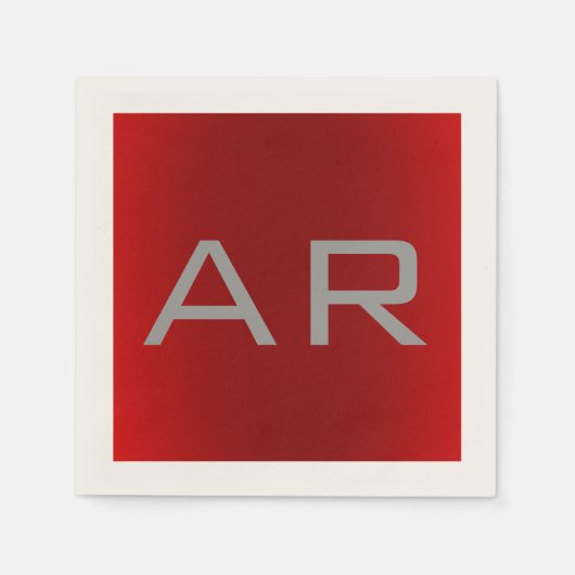 Stijlvol grijs monogram servet (Voorkant)