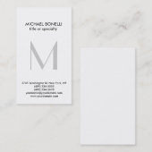 Stijlvol grijs monogram Verticaal Trend Visitekaar Visitekaartje (Voorkant / Achterkant)