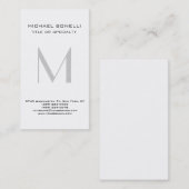 Stijlvol grijs monogram Verticaal Visitekaartje (Voorkant / Achterkant)