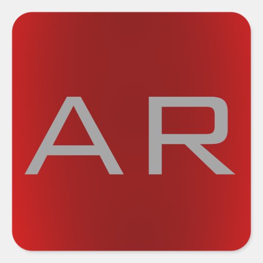 Stijlvol grijs monogram vierkante sticker (Voorkant)