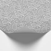 Stijlvol grijs paisleypatroon cadeaupapier (Hoek)