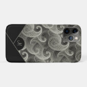 Stijlvol grijs paisleypatroon met monogram Case-Mate iPhone case (Achterkant (horizontaal))