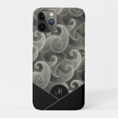 Stijlvol grijs paisleypatroon met monogram Case-Mate iPhone case (Achterkant)