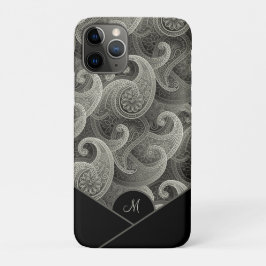 Stijlvol grijs paisleypatroon met monogram Case-Mate iPhone case