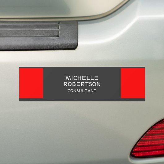 Stijlvol grijs Rood Minimalistisch Modern Bumpersticker (Op auto)