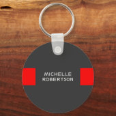 Stijlvol grijs Rood Minimalistisch Modern Sleutelhanger (Voorkant)