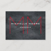 Stijlvol grijs rood monogram modern visitekaartje (Voorkant)