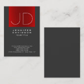 Stijlvol grijs rood streep monogram Professional Visitekaartje (Voorkant / Achterkant)