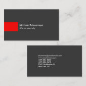 Stijlvol grijs rood streep zwart Visitekaartje (Voorkant / Achterkant)