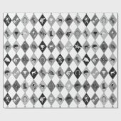 Stijlvol grijs ruiterdiamantpatroon cadeaupapier (Vlak)
