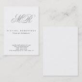 Stijlvol grijs Script Monogram schoon Visitekaartj Visitekaartje (Voorkant / Achterkant)
