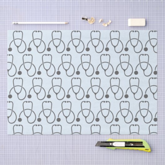 Stijlvol grijs Stethoscooppatroon Tissuepapier (Craft)