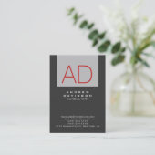 Stijlvol grijs strepe Red Monogram Visitekaartje (Staand voorkant)