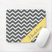 Stijlvol grijs wit Chevron Yellow lint Muismat (Met muis)