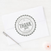 Stijlvol grijs wit handschrift Dank u cirkellabel Ronde Sticker (Envelop)