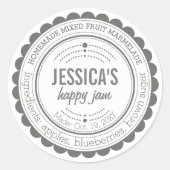 Stijlvol grijs wit zelfgemaakt jam cirkel label (Voorkant)